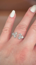 2,17 ct Open Cluster Timanttisormus – 14K Valkokulta | HRD Antwerp Jewellery Report videolla sormessa